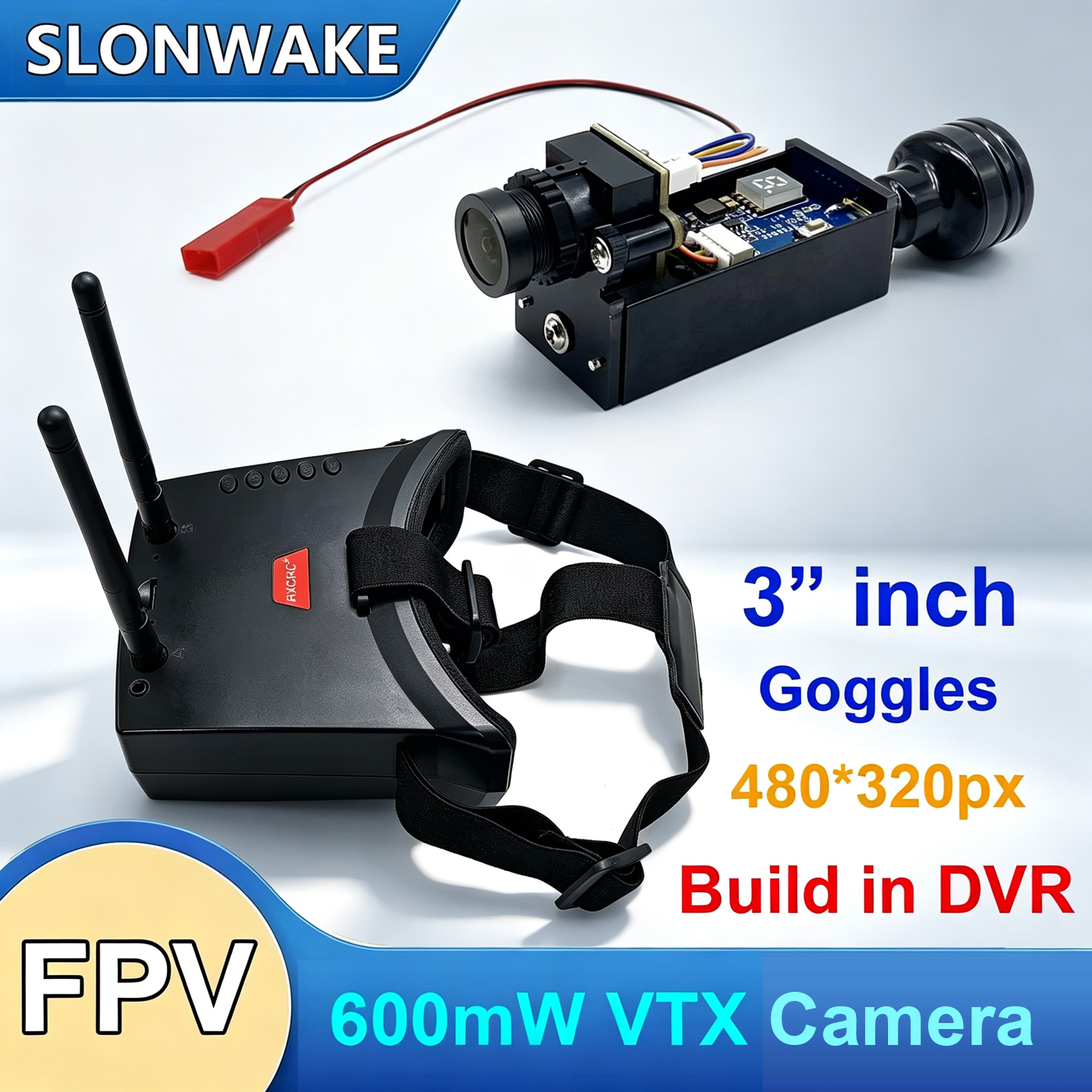 Drone Racing Transmitter - 5,8G 56CH FPV-Brille mit zwei Antennen,