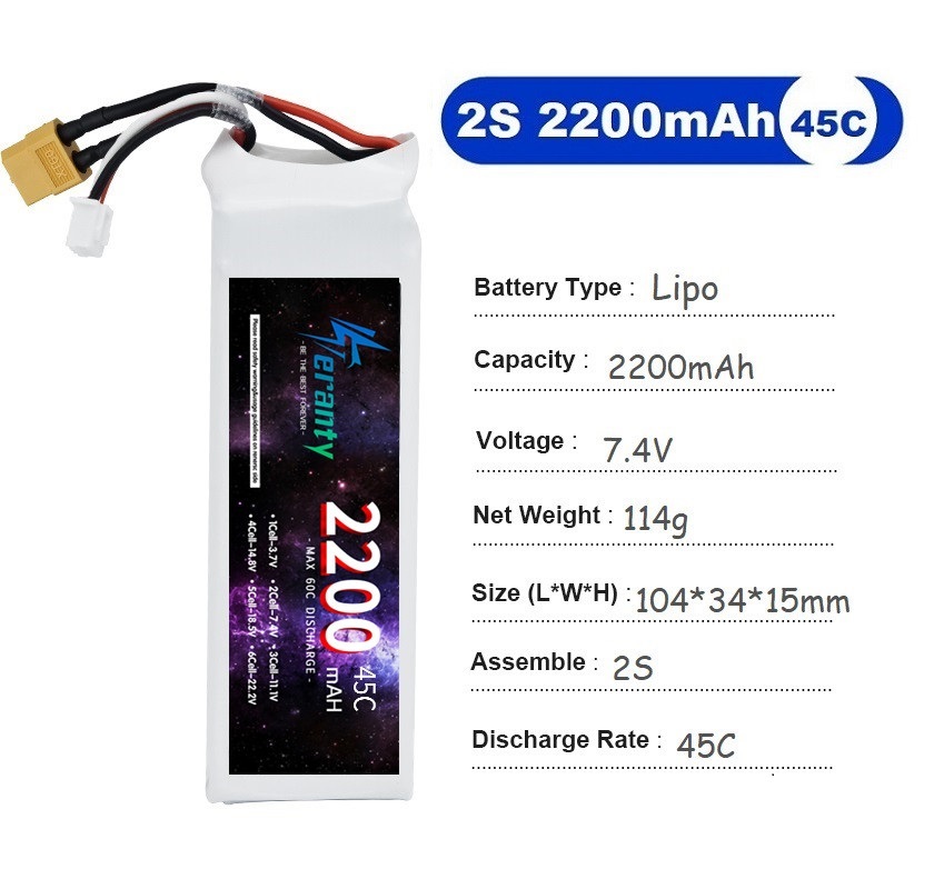2PCS 7,4 V Lipo 2S Batterie 15 – Drone Racing Battery Bewertung und Preis