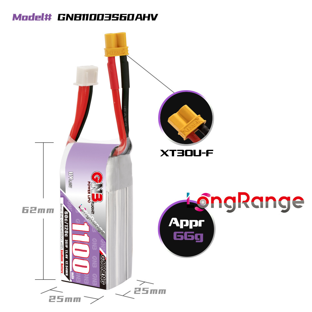 GNB 1100 mAh 2S 3S 4S 6S 60C/1 – Drone Racing Battery Bewertung und Preis